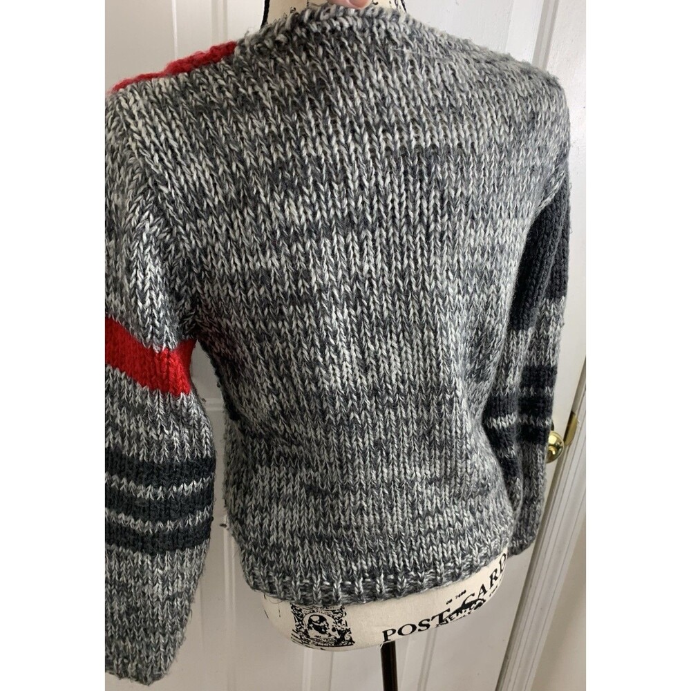 Vintage One Step Up Sweater Womens Size M Hand Knitted Abstract Pullover Gray - Picture 2 of 8